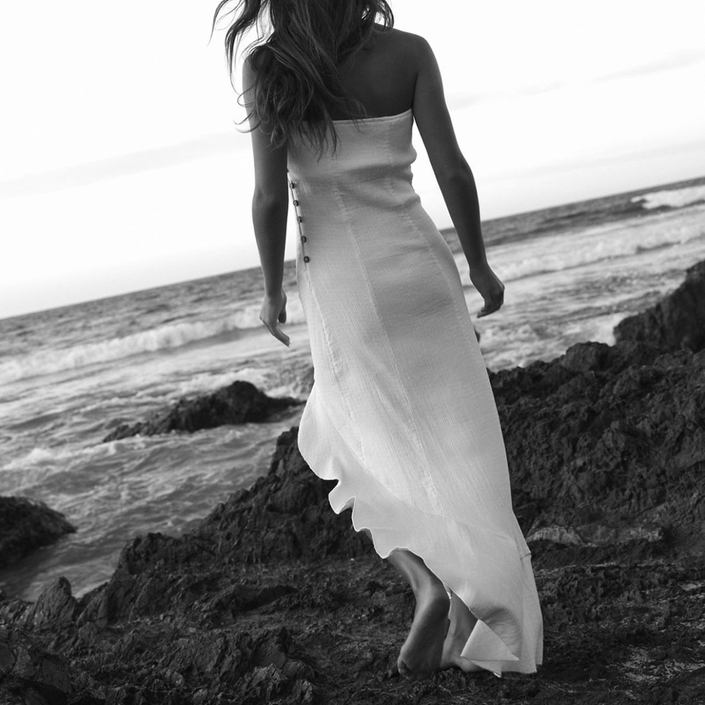 Free People Strapless White Maxi Dress